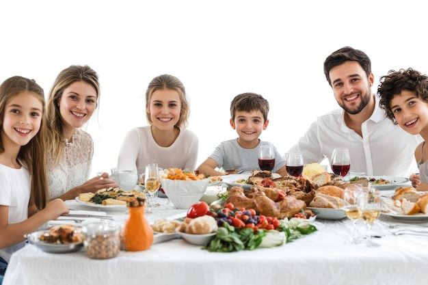 Szczęśliwa rodzina jedząca posiłek